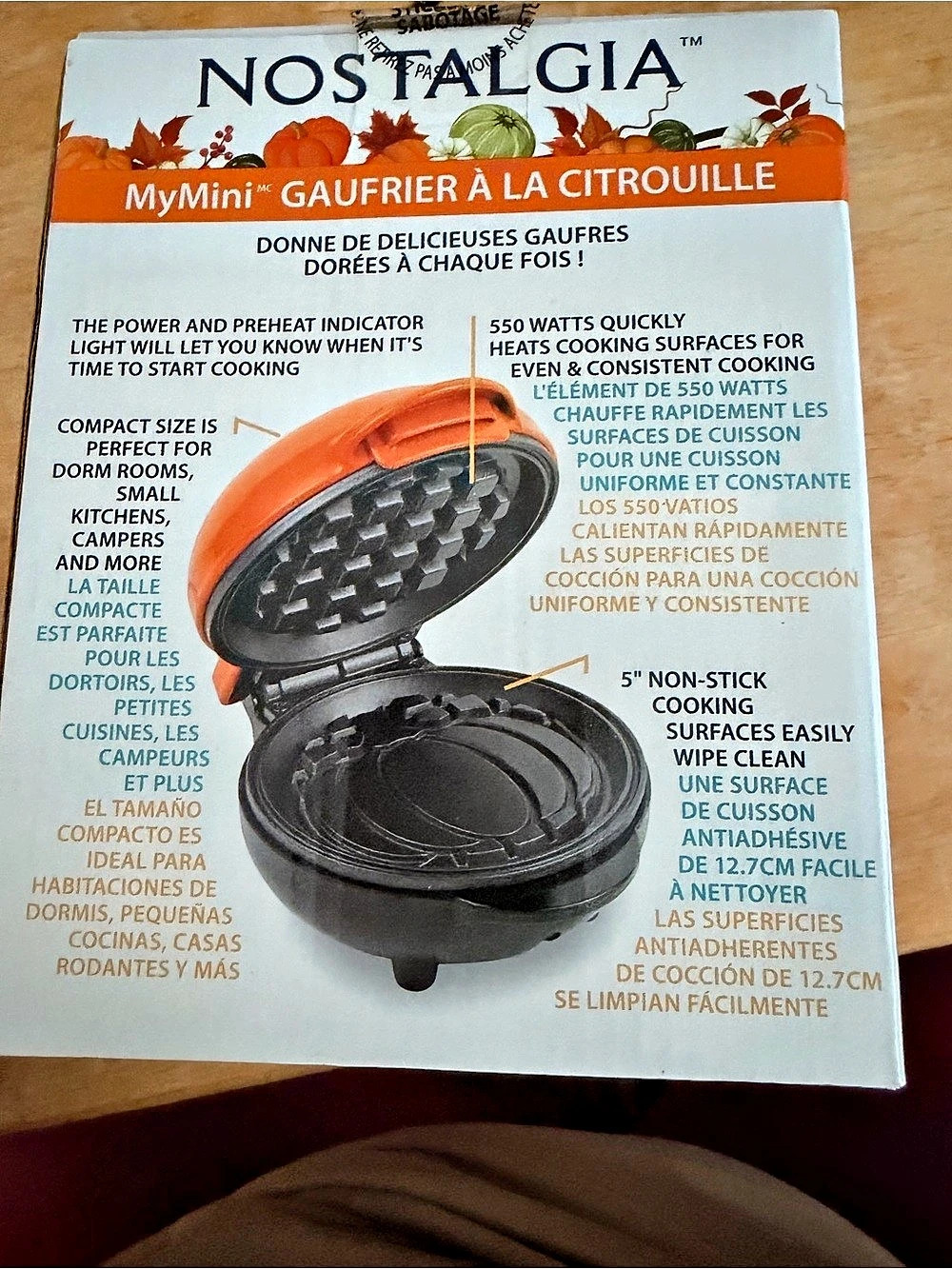 Nostalgia MyMini Pumpkin Waffle Maker Orange & Black